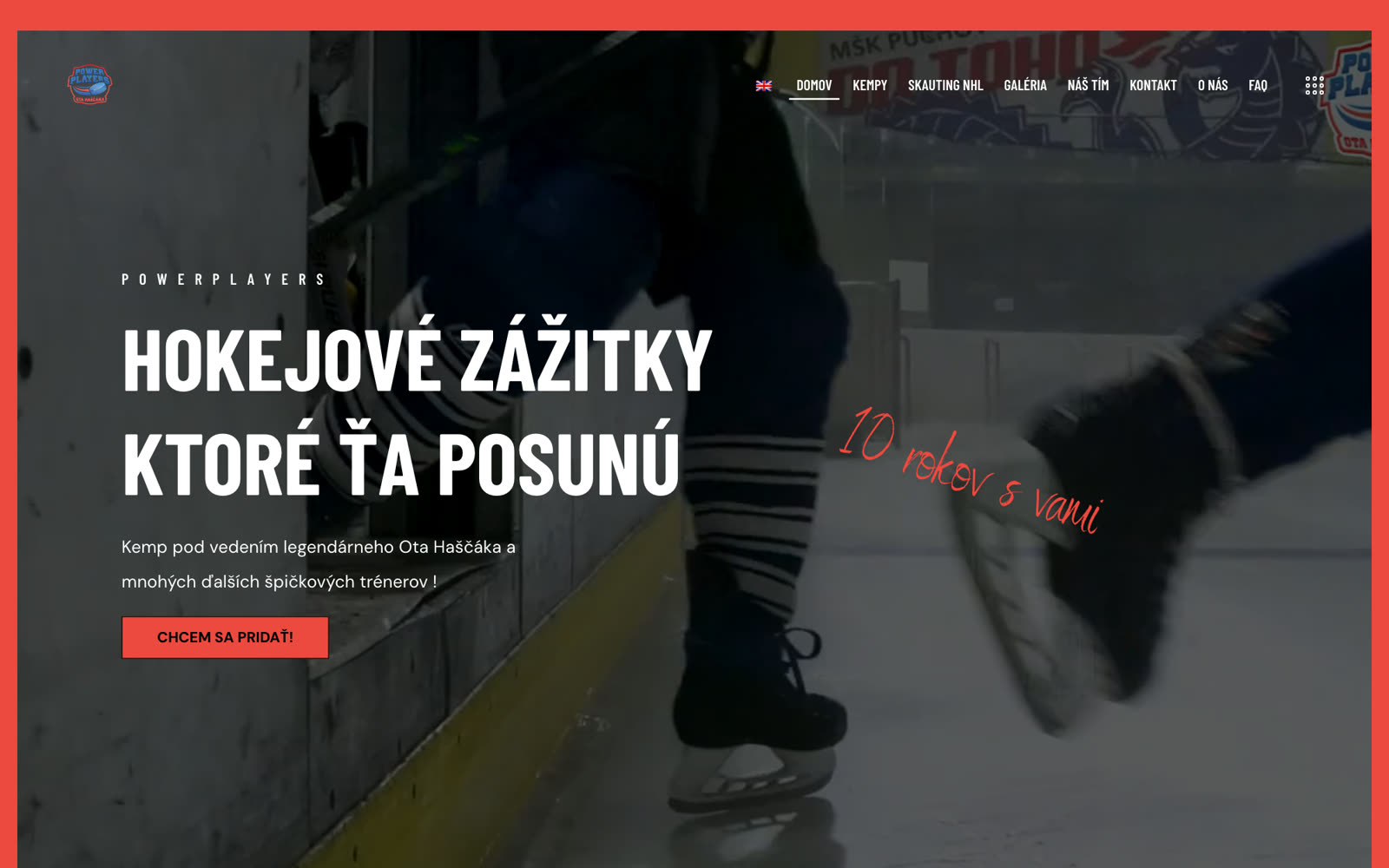 powerplayers.sk — úvodná stránka s ponukou kempu